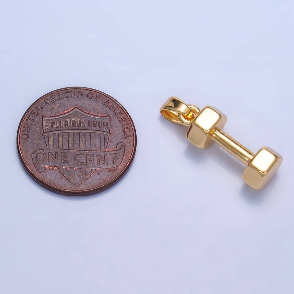 24K Gold Filled Barbell Dumbbell Lifting Fitness Sports Pendant | AA1011