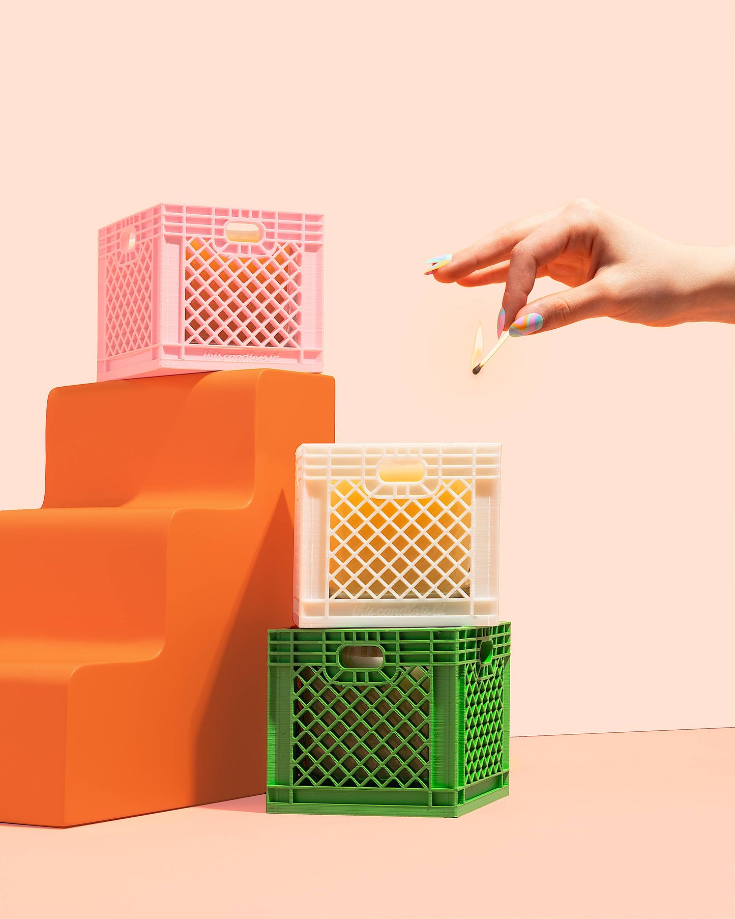Milk Crate - green jar candle: White Lily Sea Salt