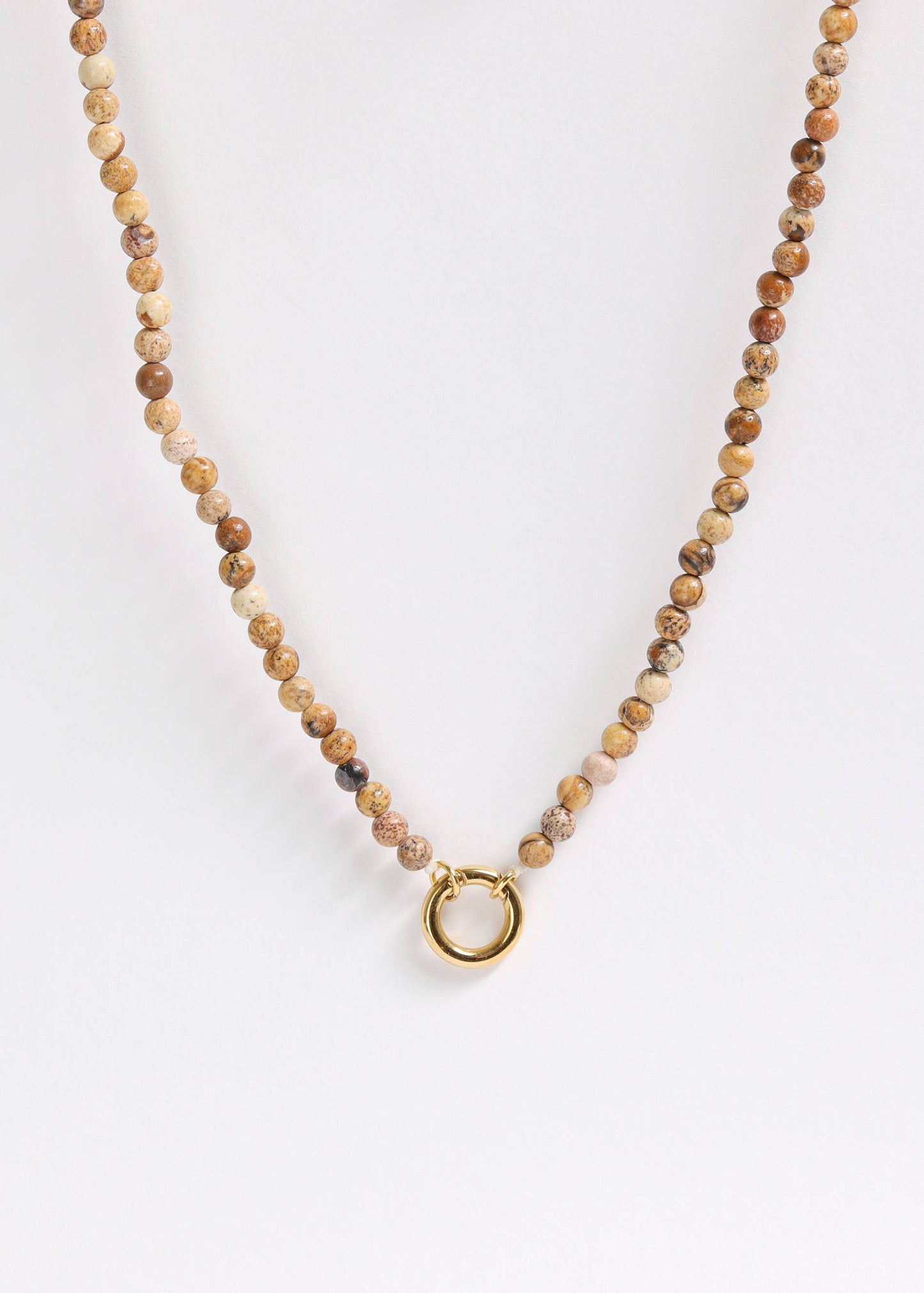 Semi Precious Natural Stone Charm Keeper Necklace: Amazonite