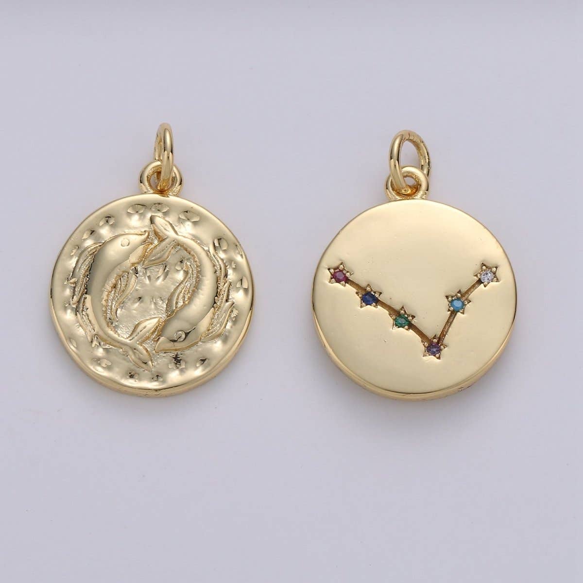 14K Gold Filled Zodiac Constellation Charms, Zodiac Symbol, Horoscope Charm, Gold Astrological Zodiac Signs, Double Sided Charm Pendant | A-A1707-A-A1712: Leo