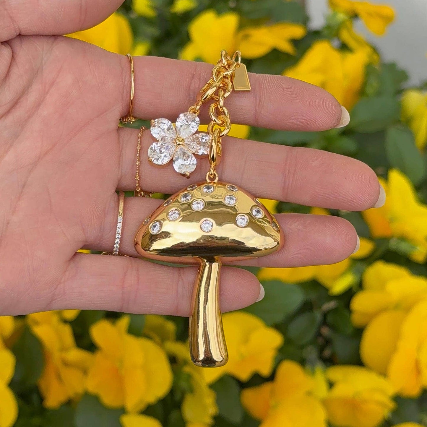 Golden Mushroom Bag Charm: Gold