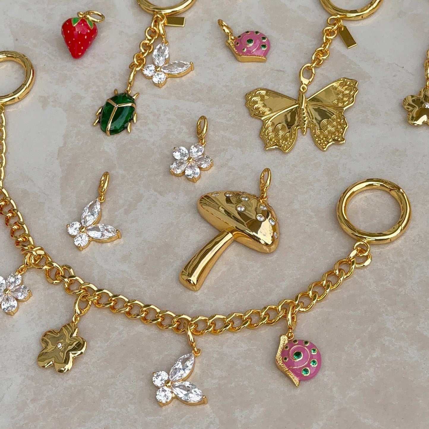 Butterfly Gem Bag Charm: Gold