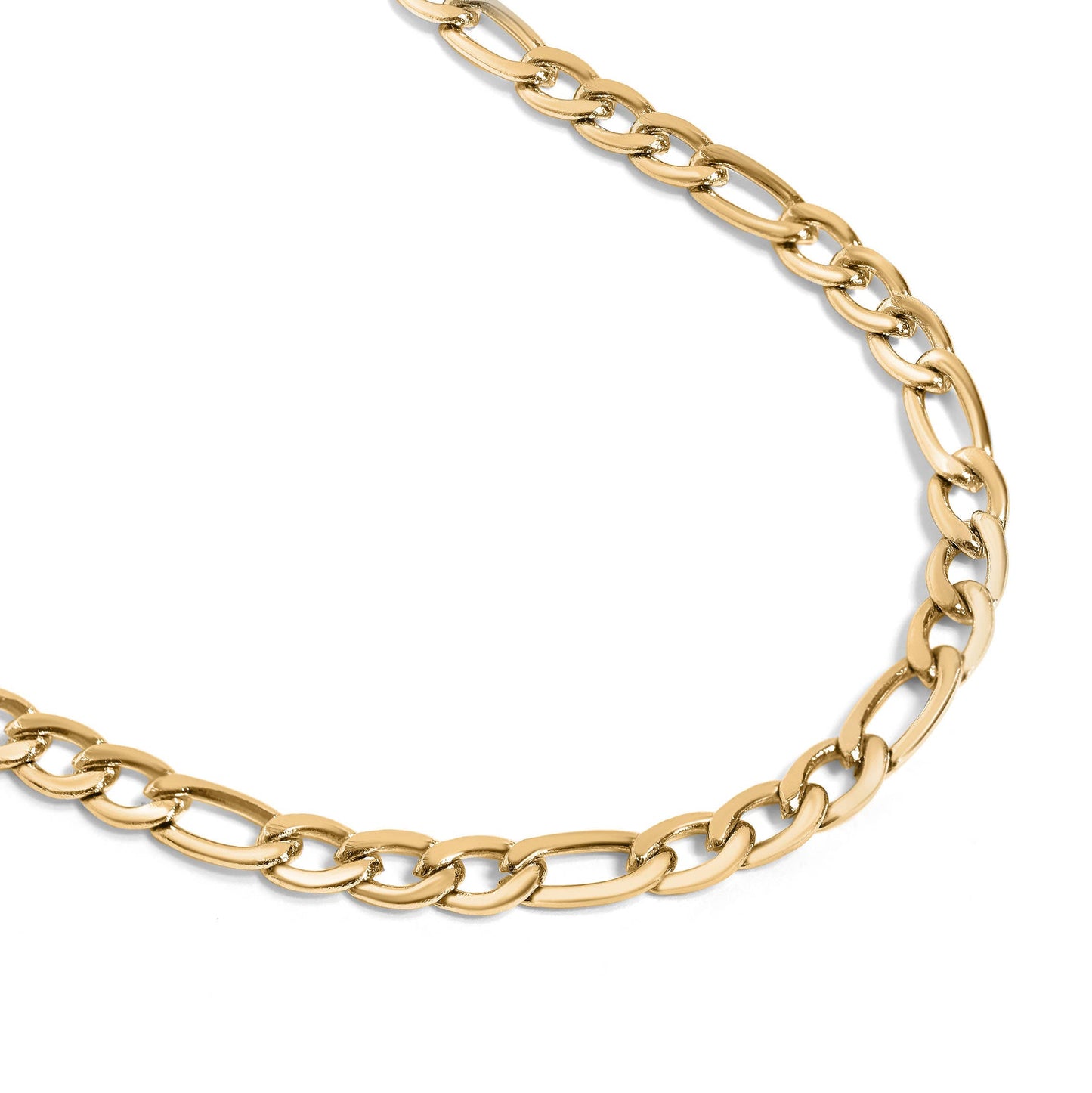 18K Gold Figaro Chain Necklace: 14" / 3mm