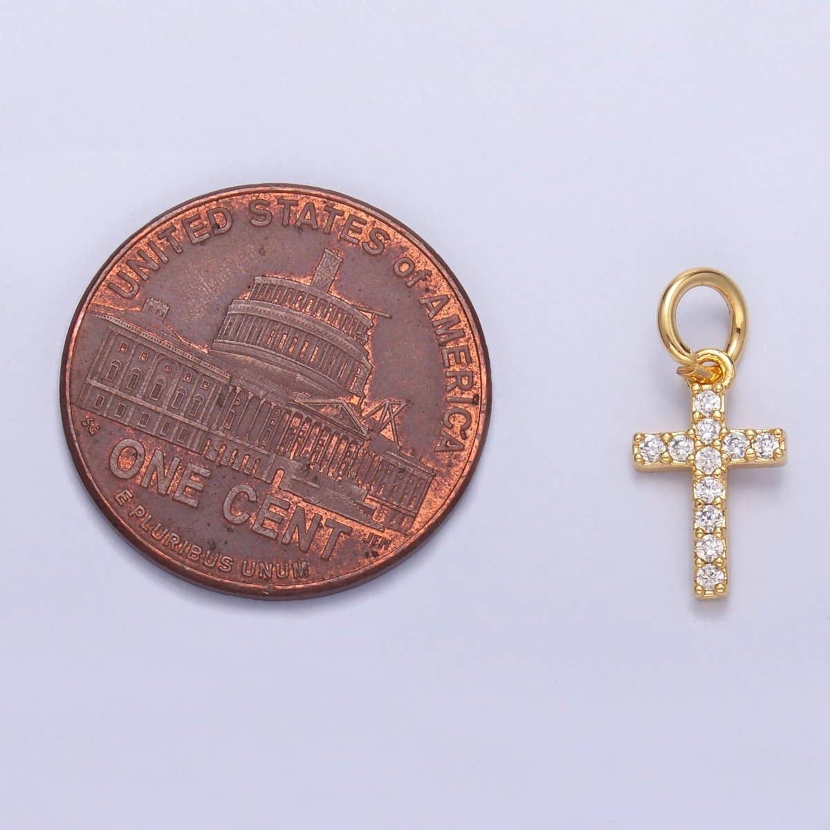 24K Gold Filled Micro Paved CZ Religious Cross Charm in Gold & Silver | N006: SILVER