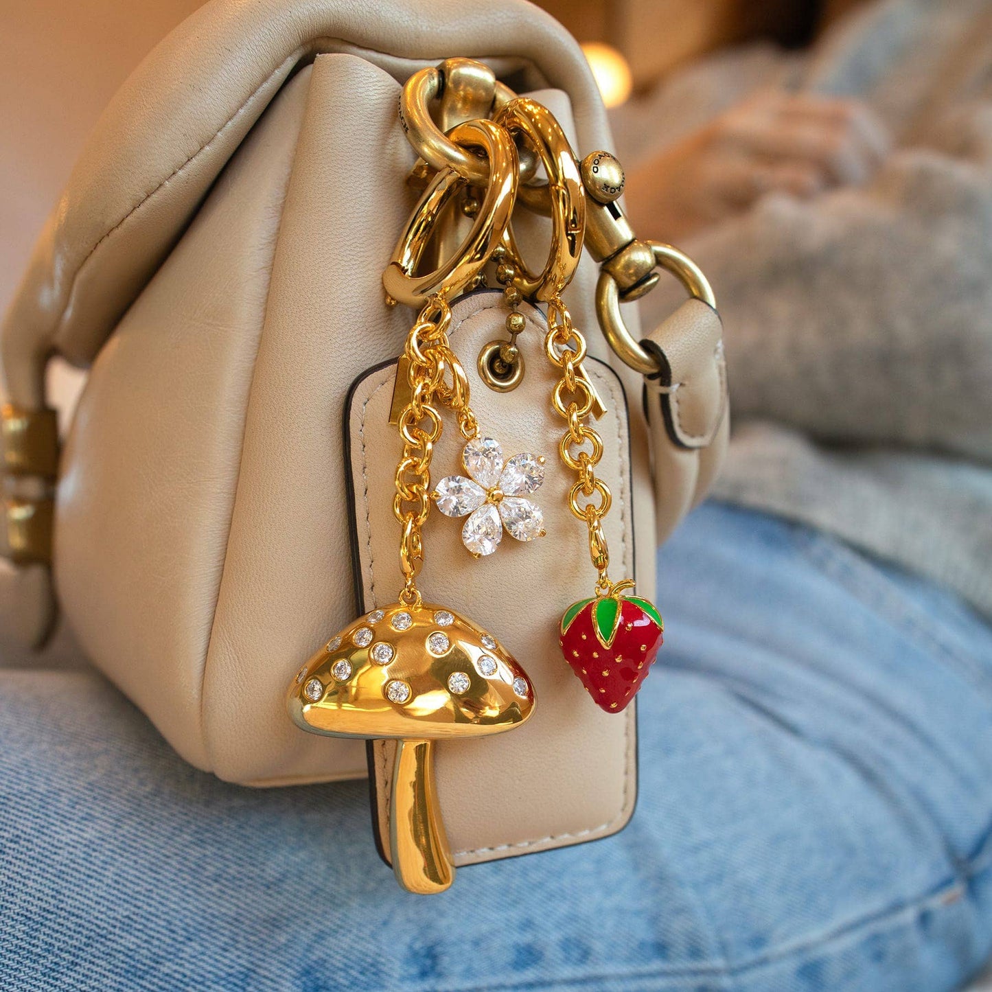 Strawberry Bag Charm: Gold