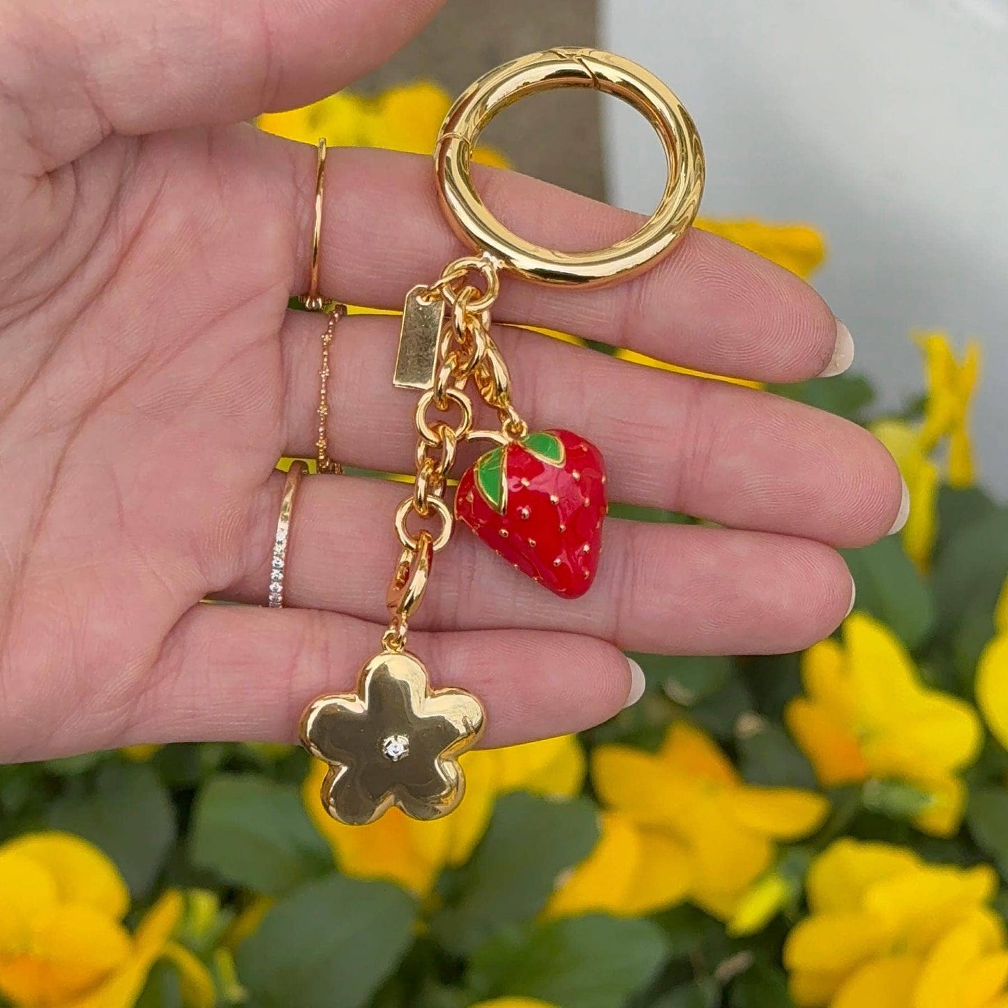 Flower Bag Charm: Gold
