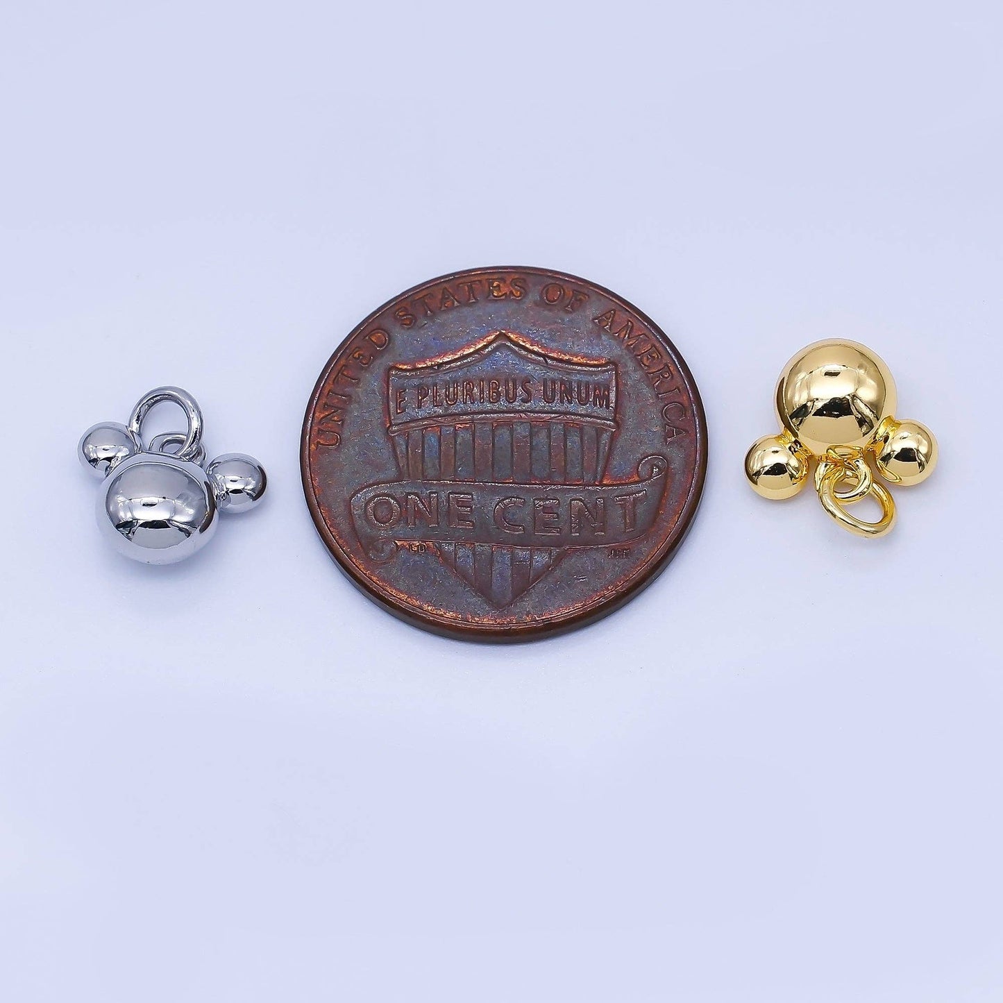 24K Gold Filled 7mm Chubby Mouse Ears Animal Charm in Gold & Silver | AF1583: SILVER