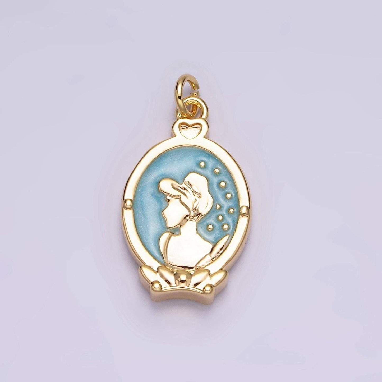 16K Gold Filled Double Sided Cinder Shoe Princess White, Pink, Blue Sparkly Enamel Charm in Gold & Silver | AC1543 - AC1548: Silver / Pink