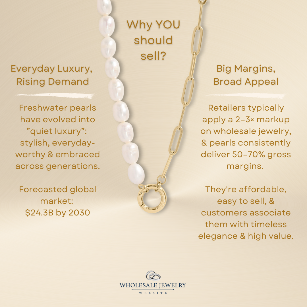 Freshwater Pearl Paperclip Split Chain Charm Holder Necklace: Stainless
