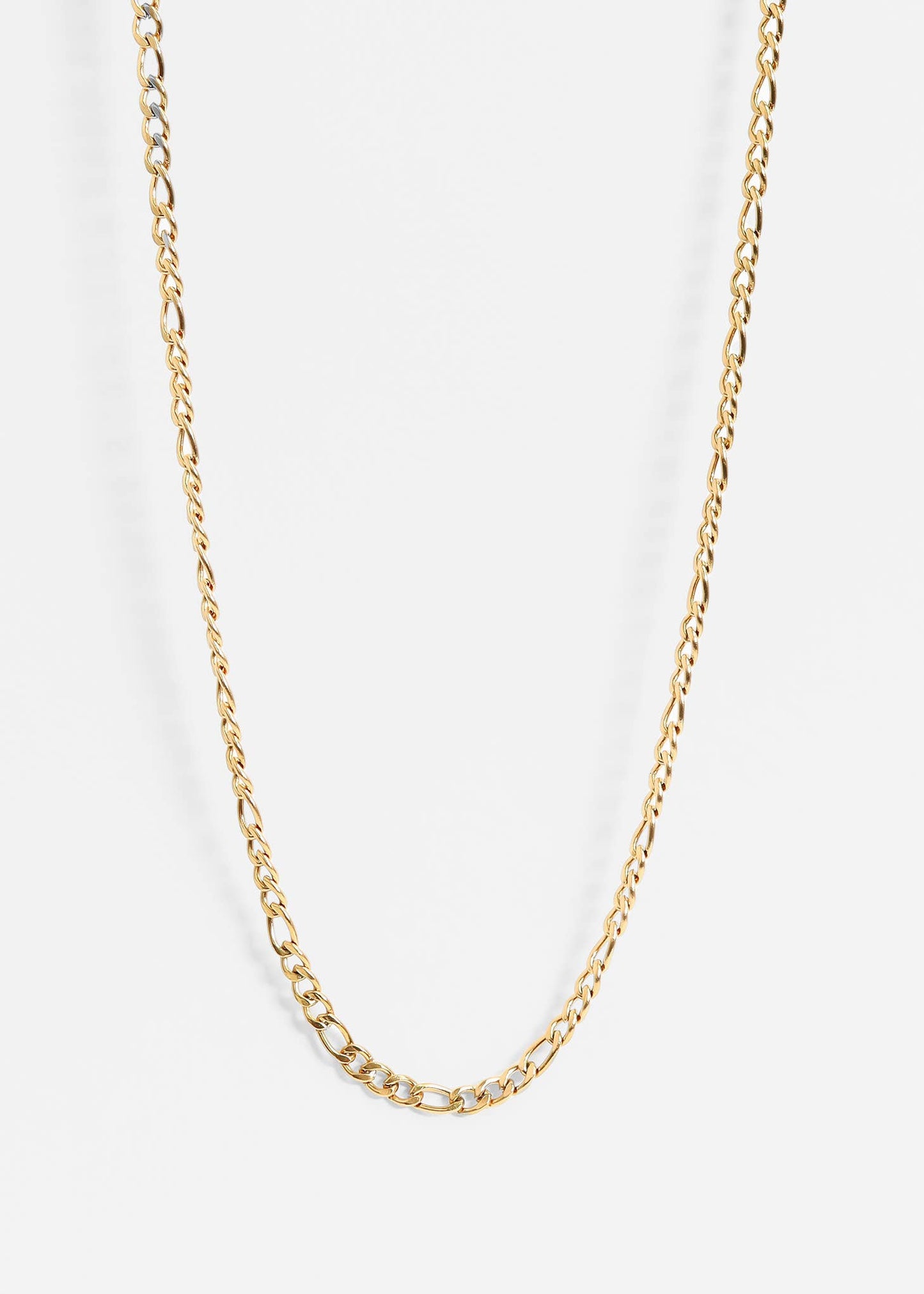 18K Gold Figaro Chain Necklace: 14" / 3mm
