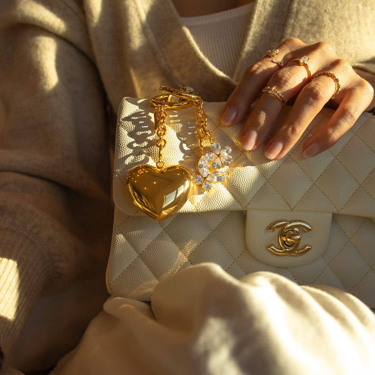 Heart of Gold Bag Charm: Gold