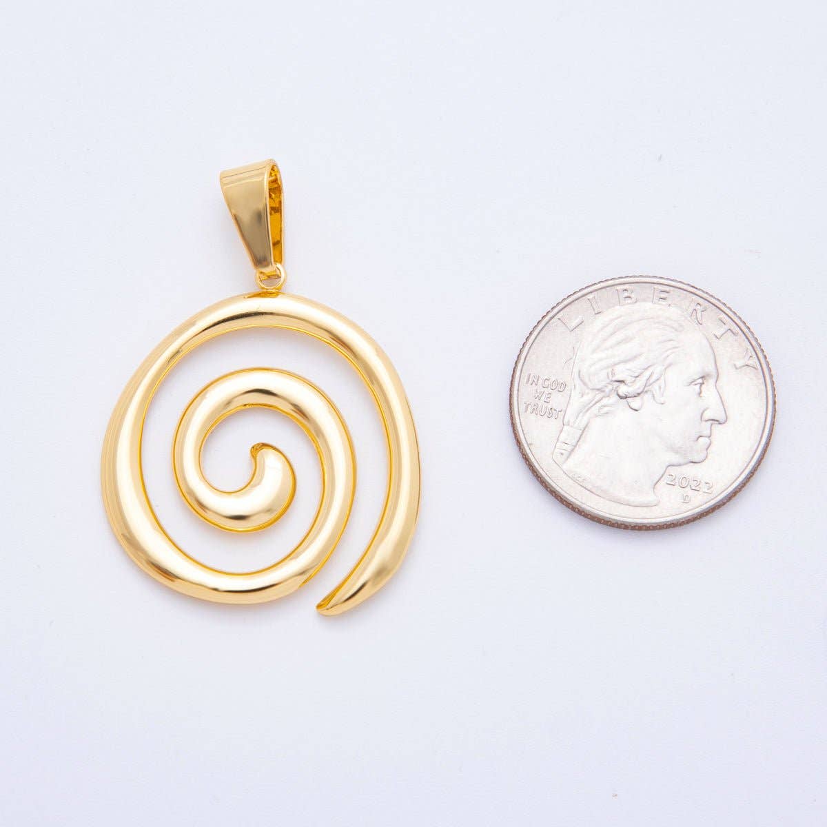 18K Gold Filled Minimalist Loop Spiral Pendant | AF1119