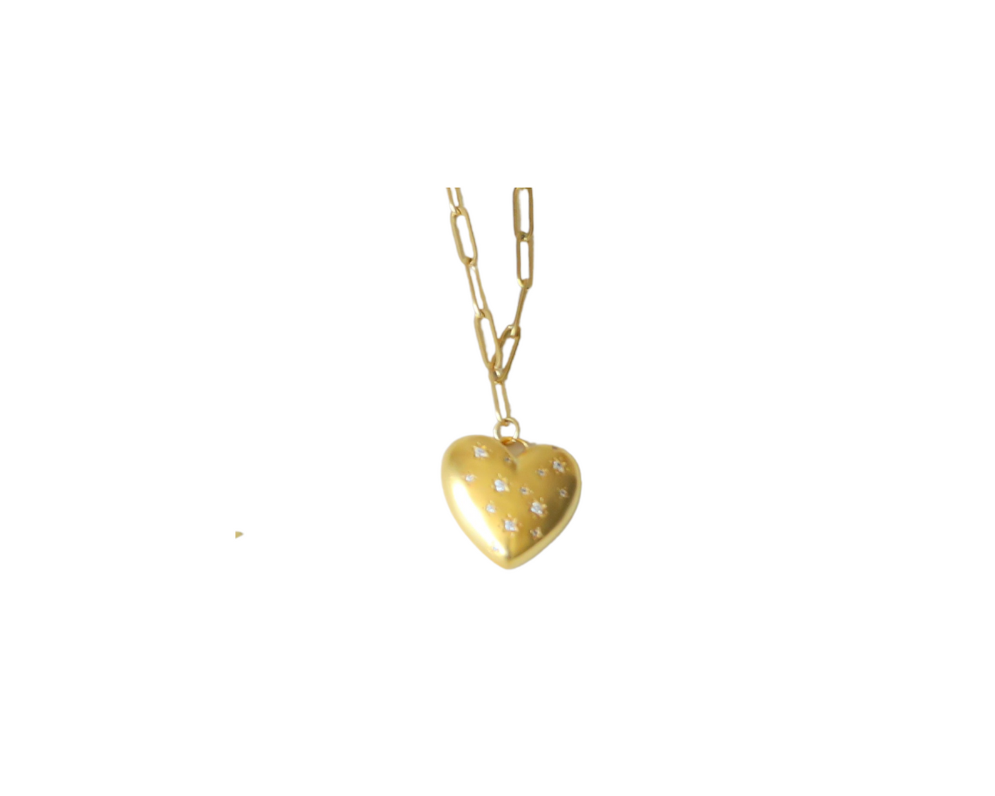 Gold Heart with Stars Necklace