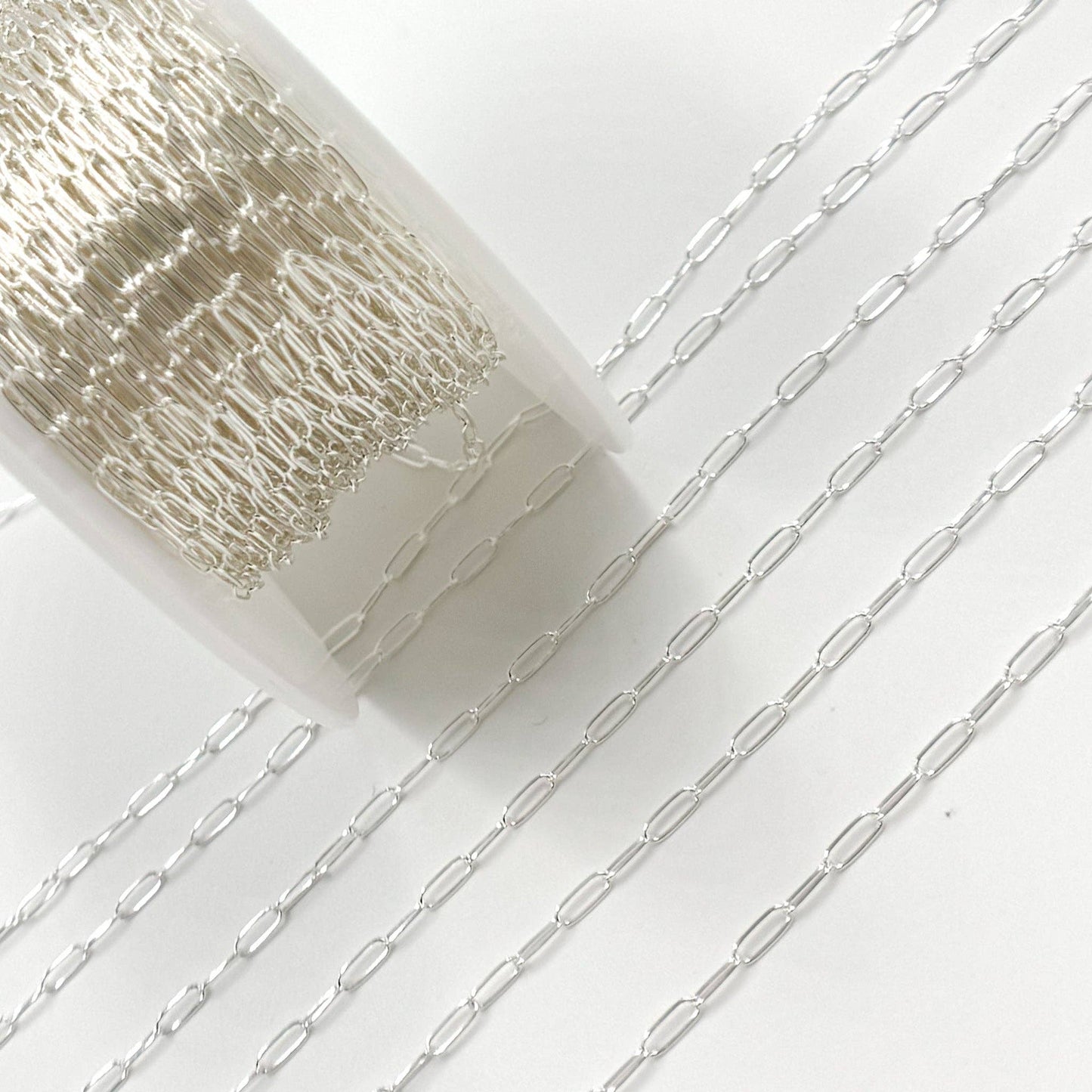 Permanent Jewelry Sterling Silver Smooth Paperclip Chain: 7in. / 1.1mm-2mm / Paperclip