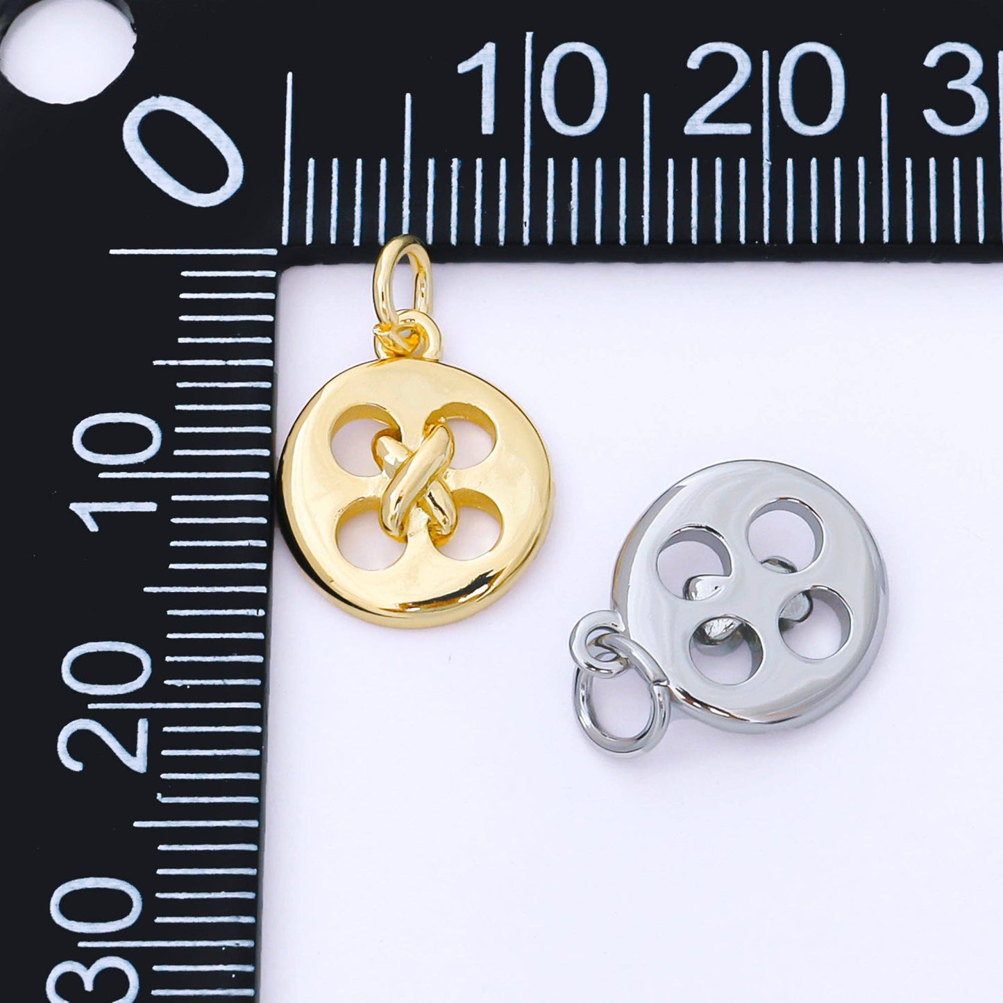 24K Gold Filled 11mm Clothes Buttons Charm in Gold & Silver | AF1549: GOLD