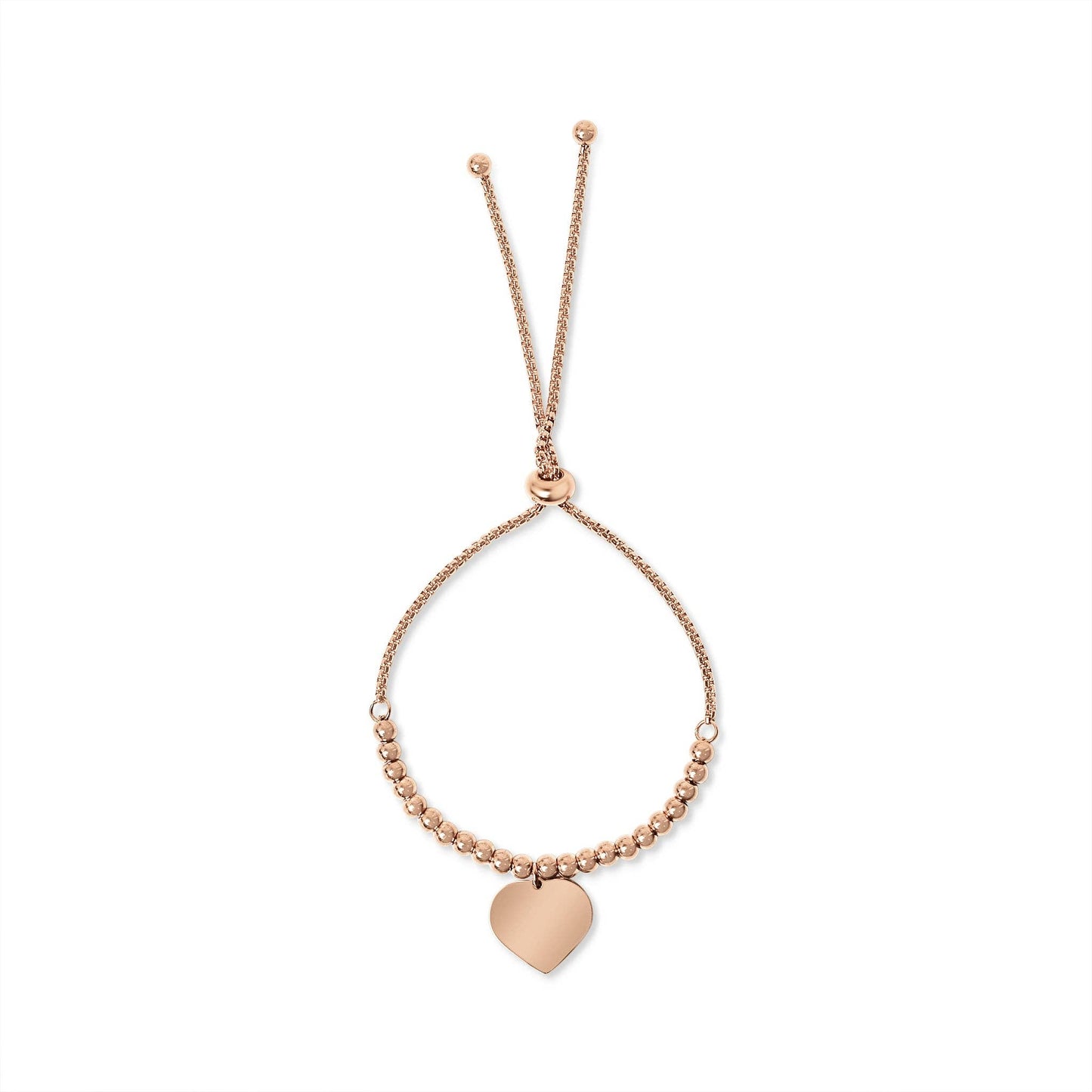 Stainless Steel Adjustable Engravable Heart Beaded Bracelet: Stainless Steel
