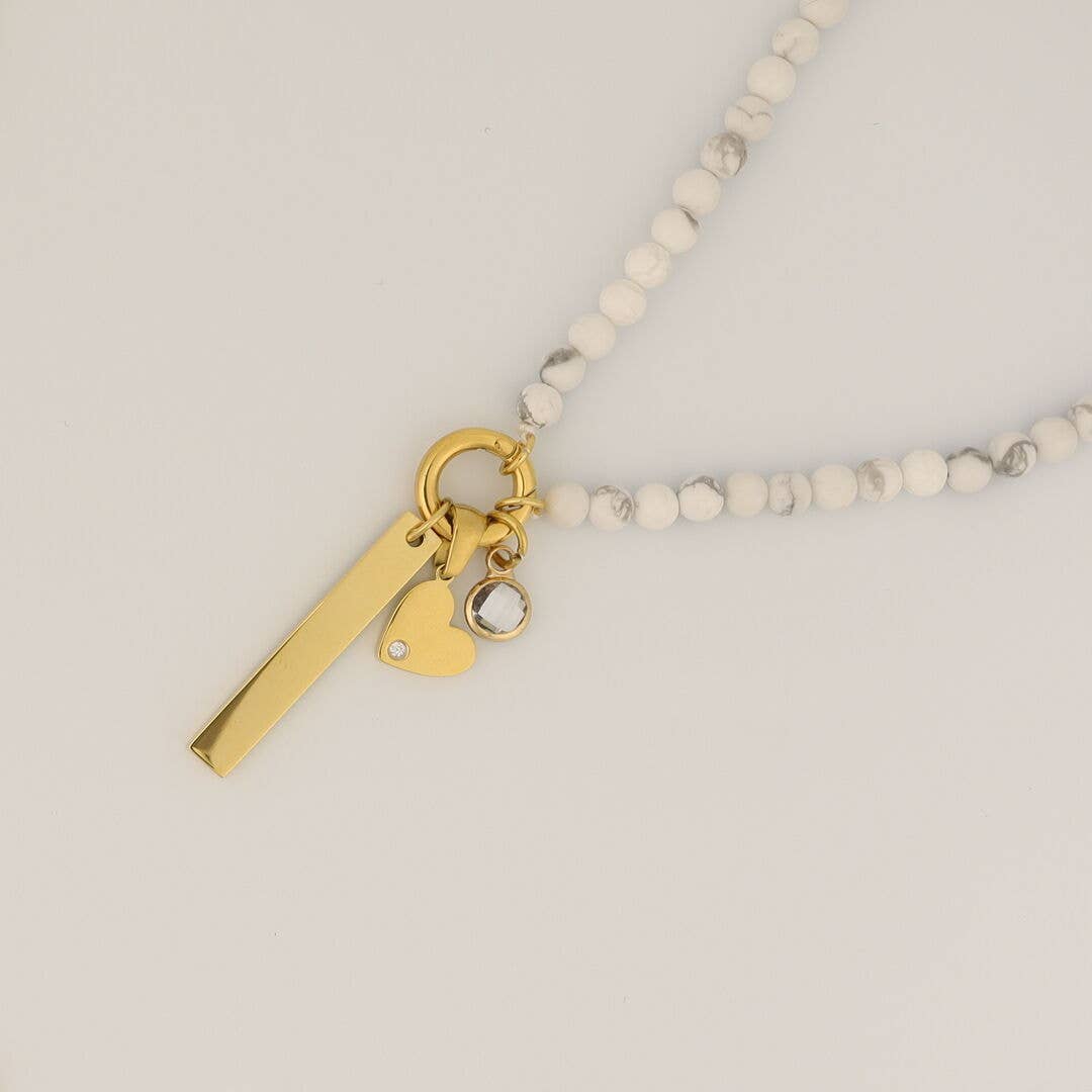 Semi Precious Natural Stone Charm Keeper Necklace: Amazonite