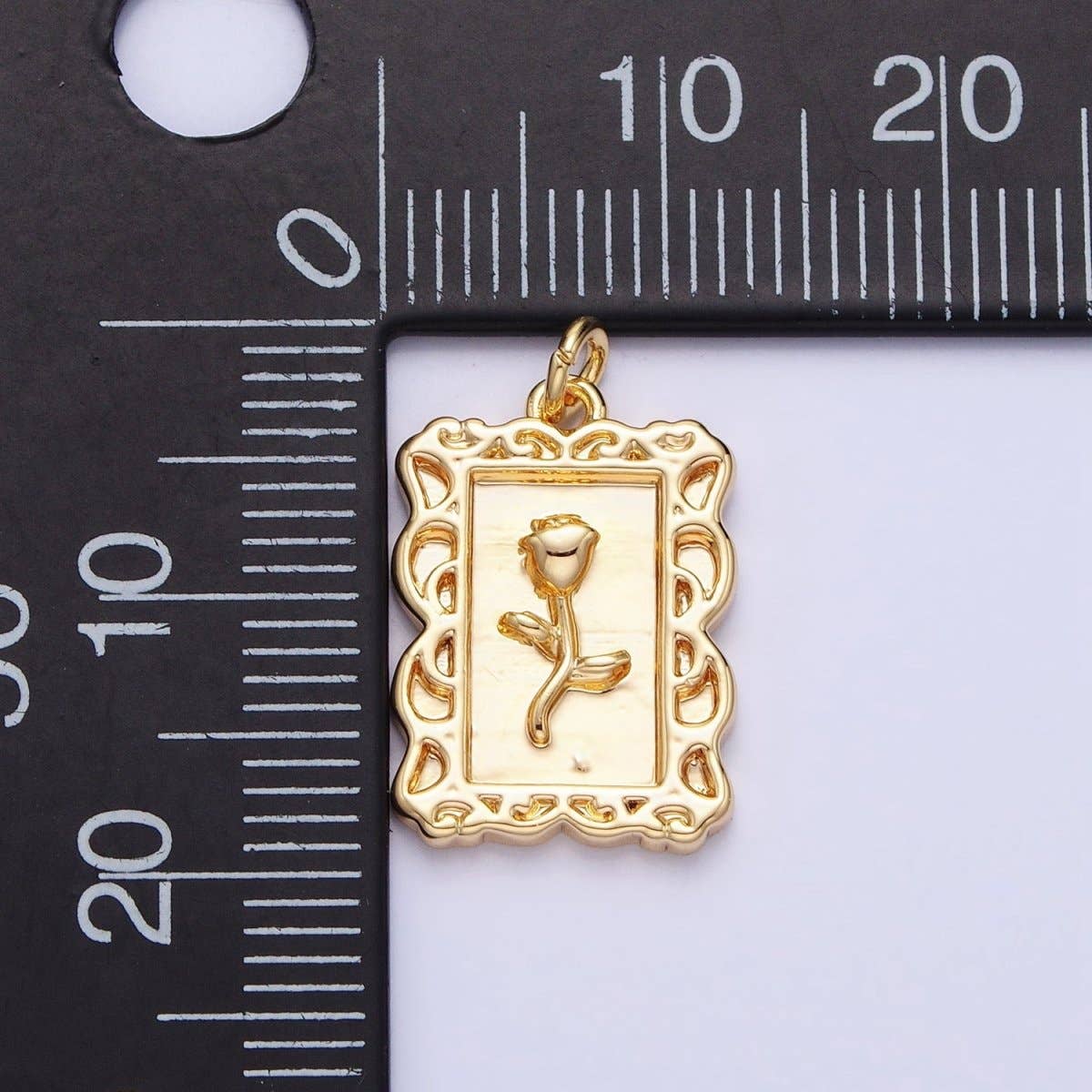 Mini Gold Frame Rose Charm Silver Belle Flower in the Picture frame AC751 AC752: Silver