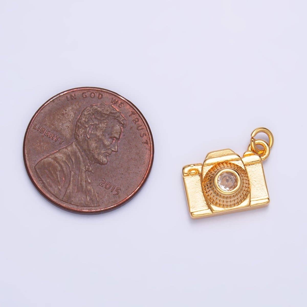 16K Gold Filled CZ Digital Camera Photography Charm in Gold & Silver | Y464: Silver