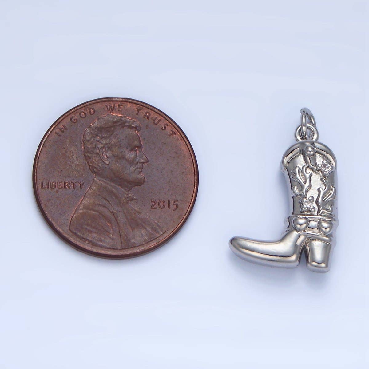 24K Gold Filled CZ Flaming Cowboy Boot Multidimensional Charm in Gold & Silver | X928: Gold