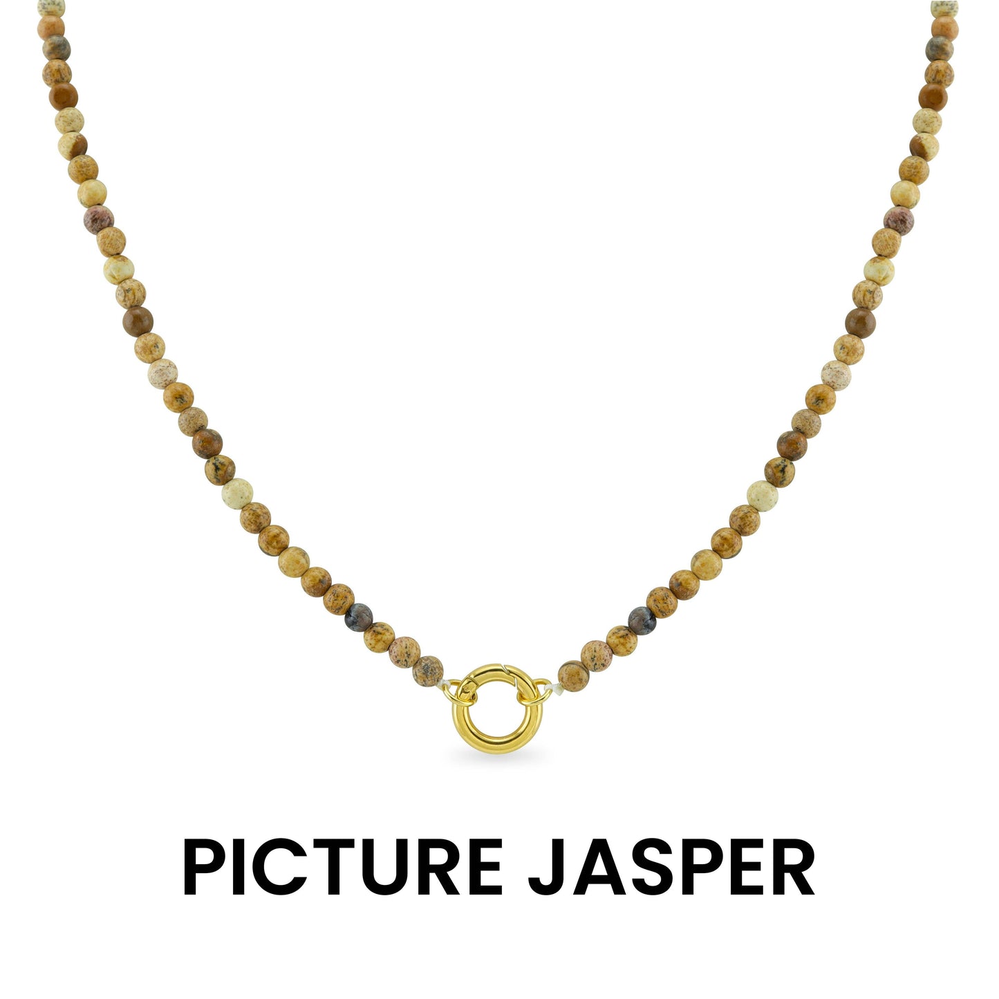 Semi Precious Natural Stone Charm Keeper Necklace: Amazonite