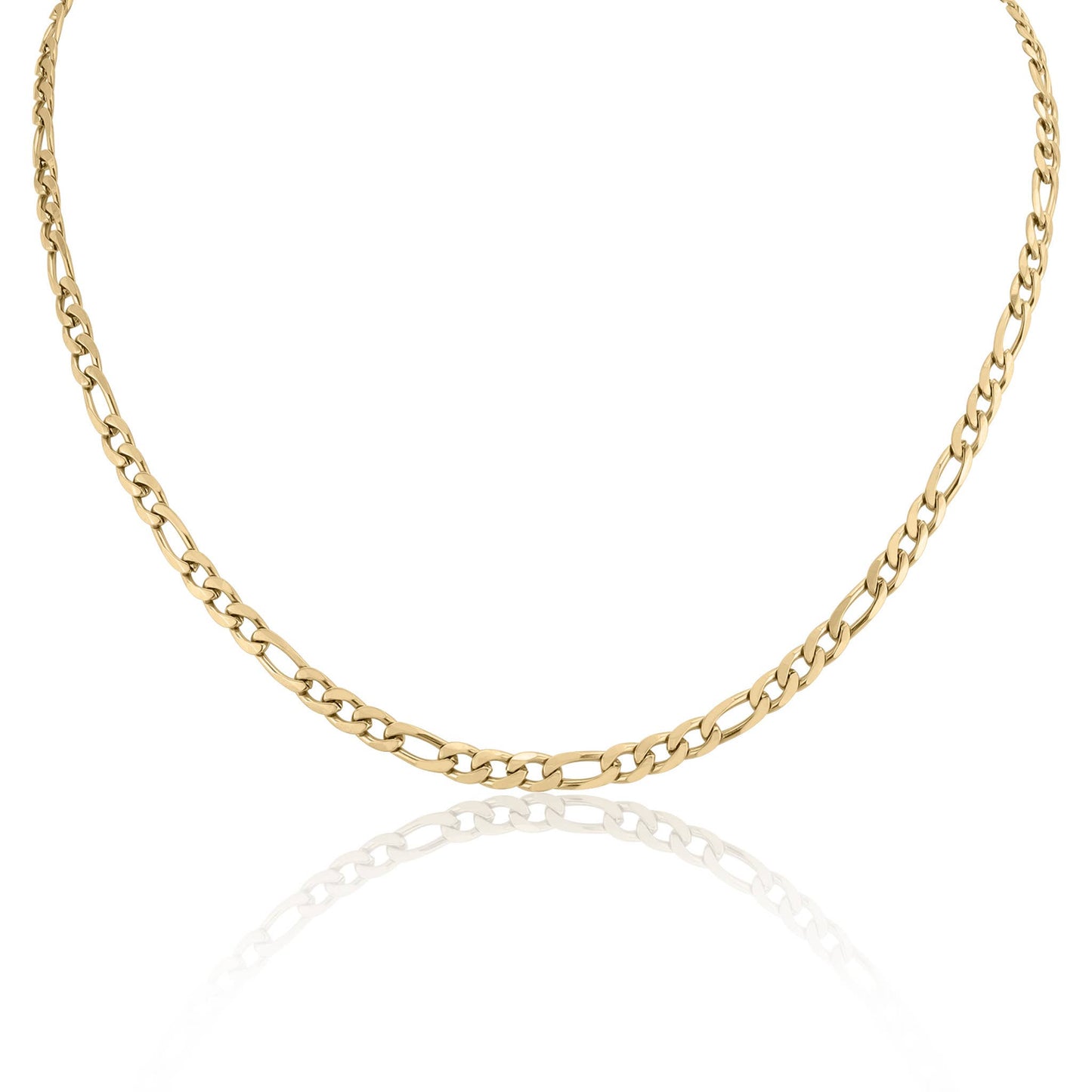18K Gold Figaro Chain Necklace: 14" / 3mm