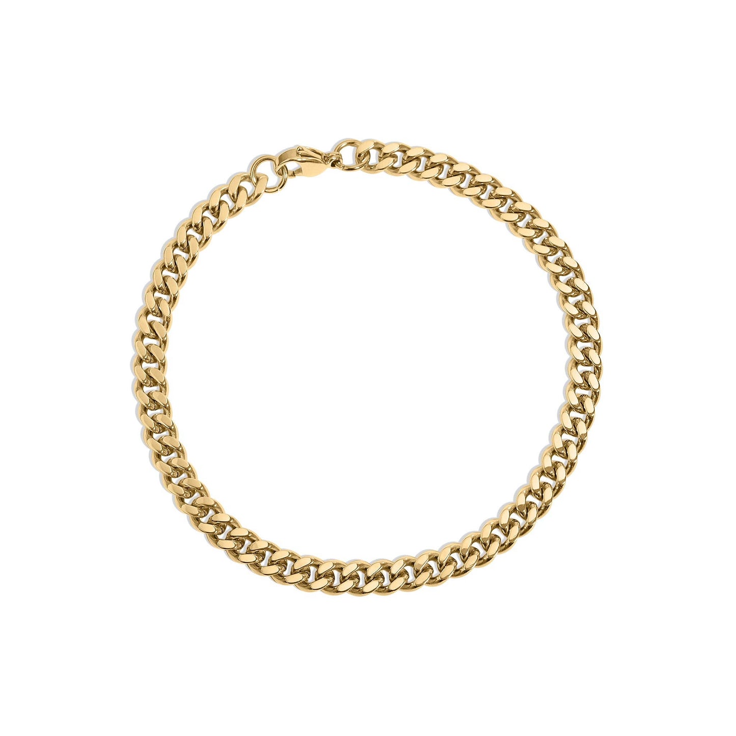 Stainless Steel 18K Gold PVD Coated Diamond Cut Curb Chain Bracelet: 8" / 5mm