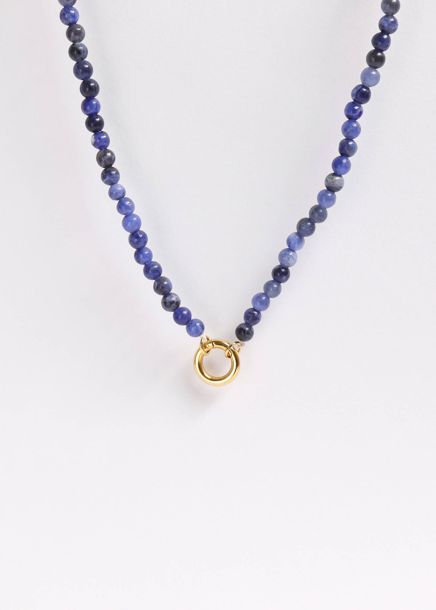 Semi Precious Natural Stone Charm Keeper Necklace: Amazonite