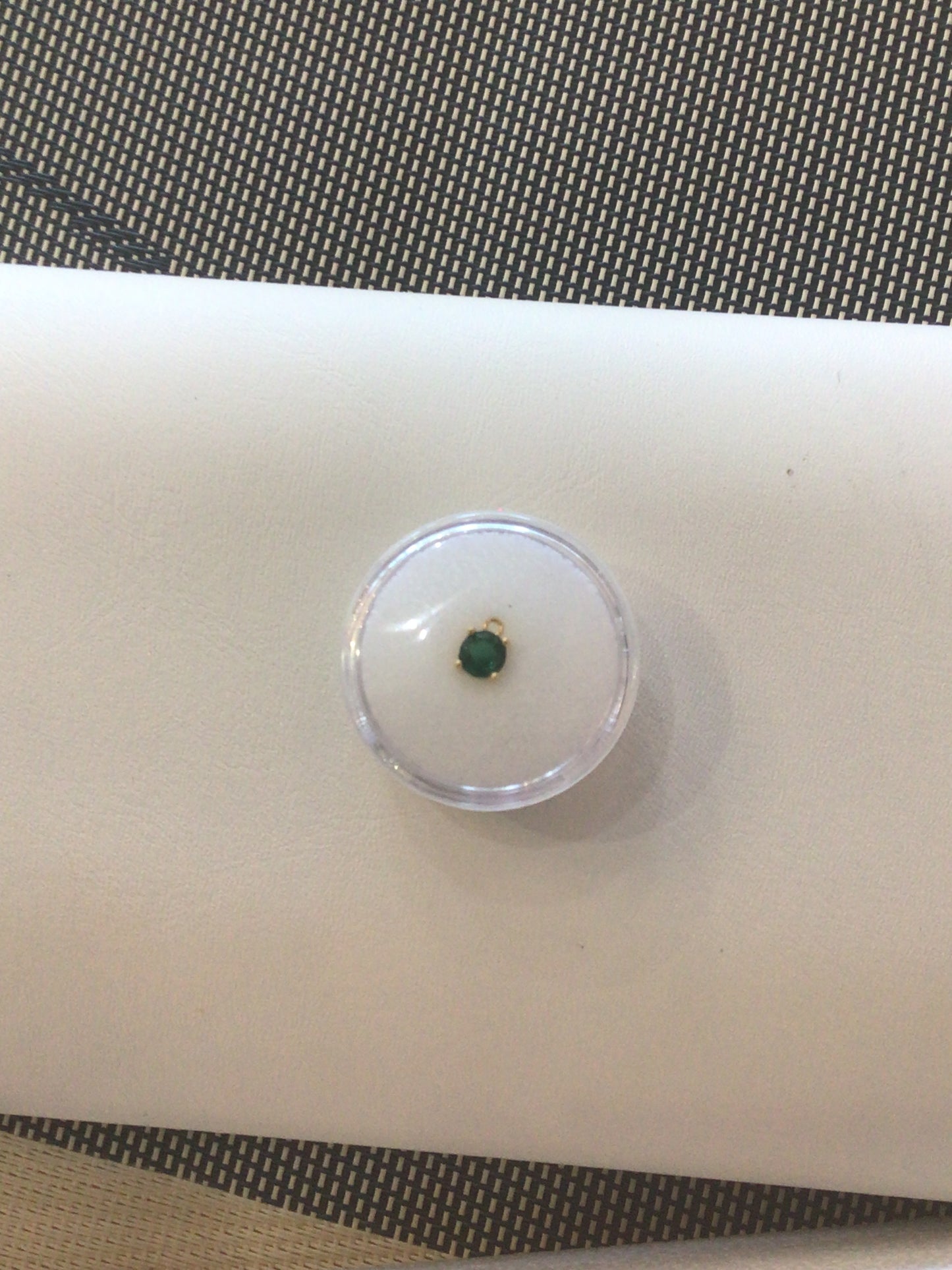 Permanent jewelry charm gold green emerald gem circle