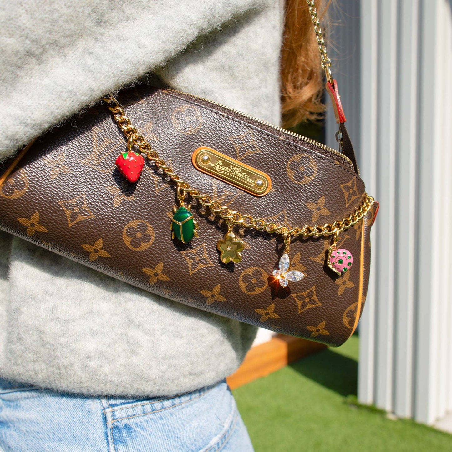 Strawberry Bag Charm: Gold