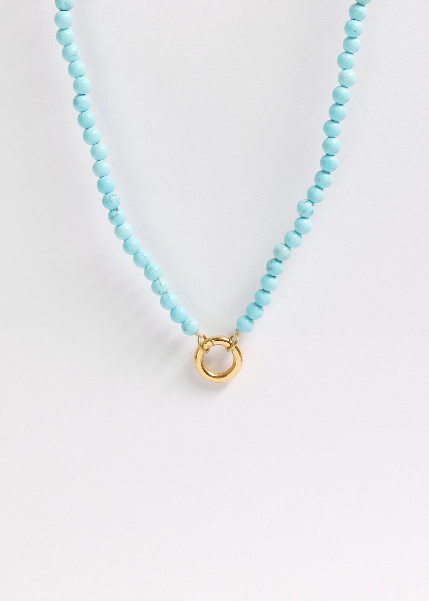 Semi Precious Natural Stone Charm Keeper Necklace: Amazonite