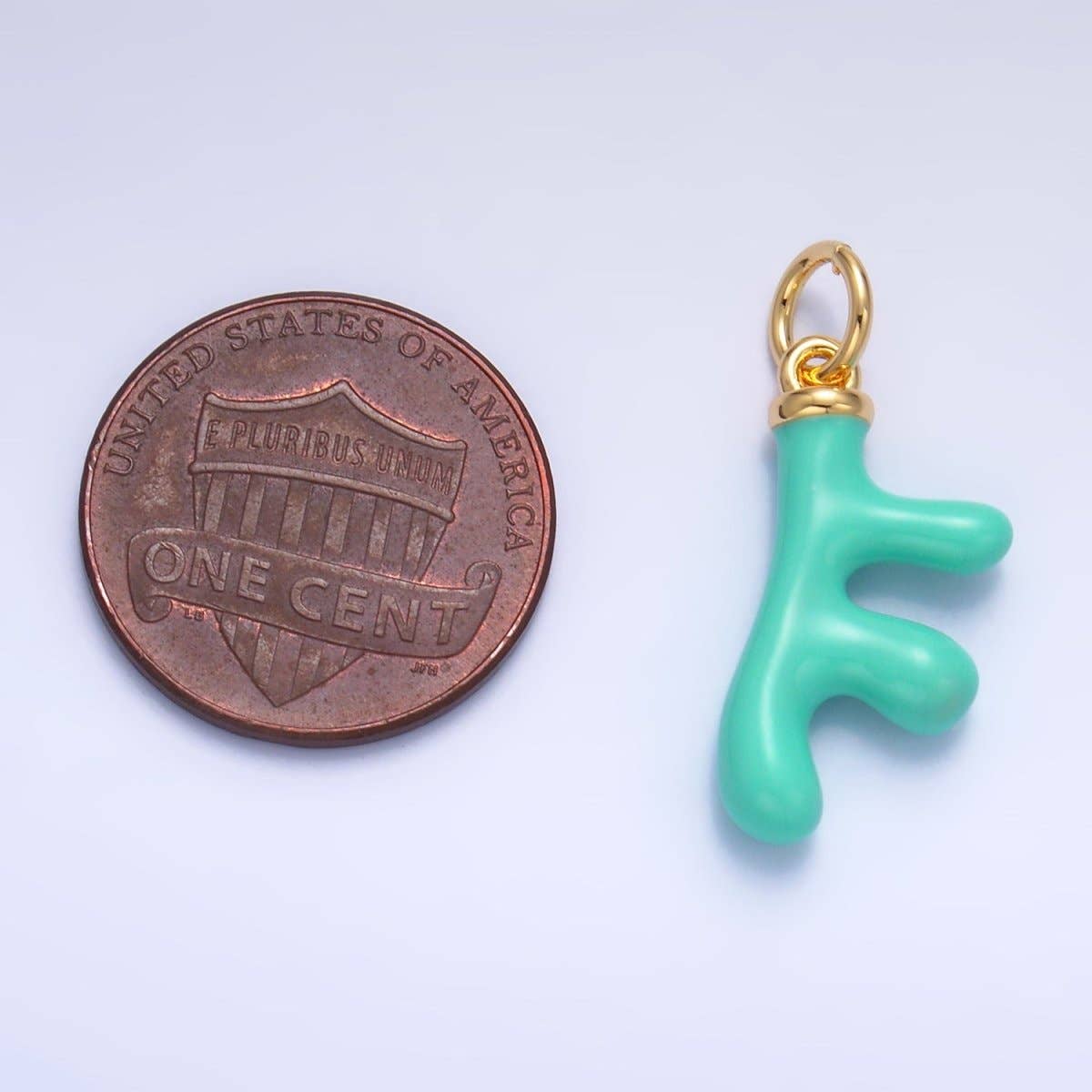 24K Gold Filled Red, White, Blue Enamel Coral Reef Sea Charm | W324 W440: Blue