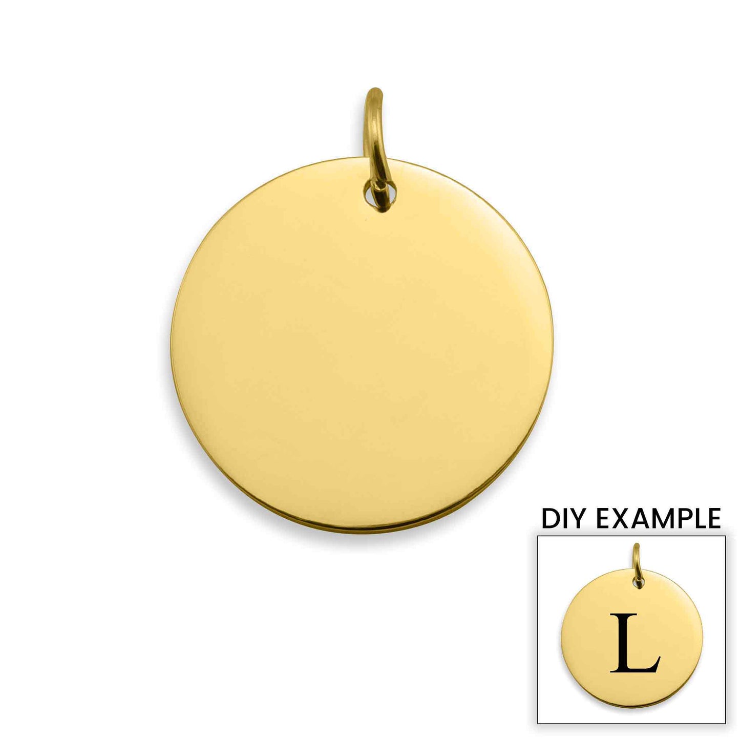 Engravable Circle 18K Gold Charms for Necklaces: 16mm