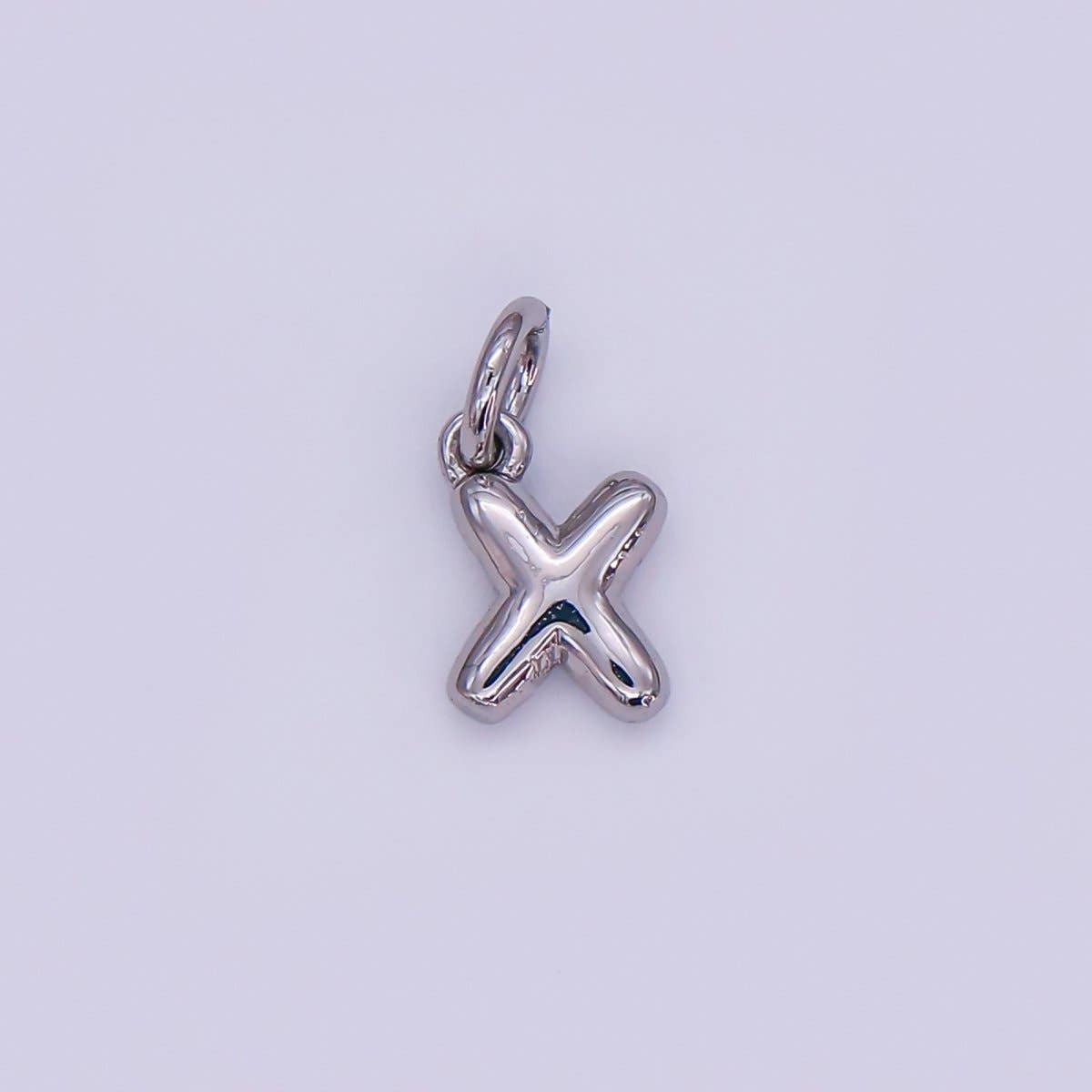 White Gold Filled 10mm Initial Letter Chubby Balloon Mini Charm | A029 - A041: Letters Set