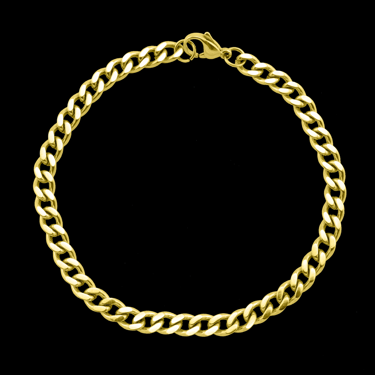 Stainless Steel 18K Gold PVD Coated Diamond Cut Curb Chain Bracelet: 8" / 5mm