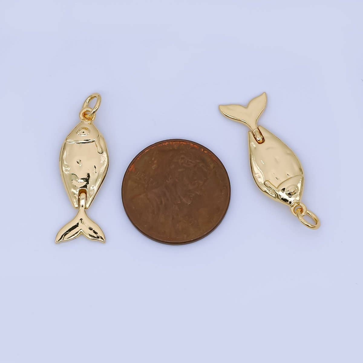 24K Gold Filled 25mm Wiggly-Tail Ocean Fish Animal Charm | AJ-438