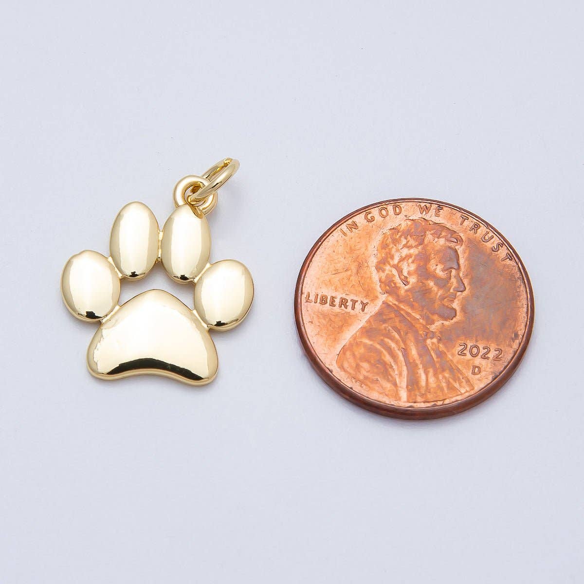 16K Gold Filled 18mm Minimalist Animal Pet Paw Print Charm | Charms-00474
