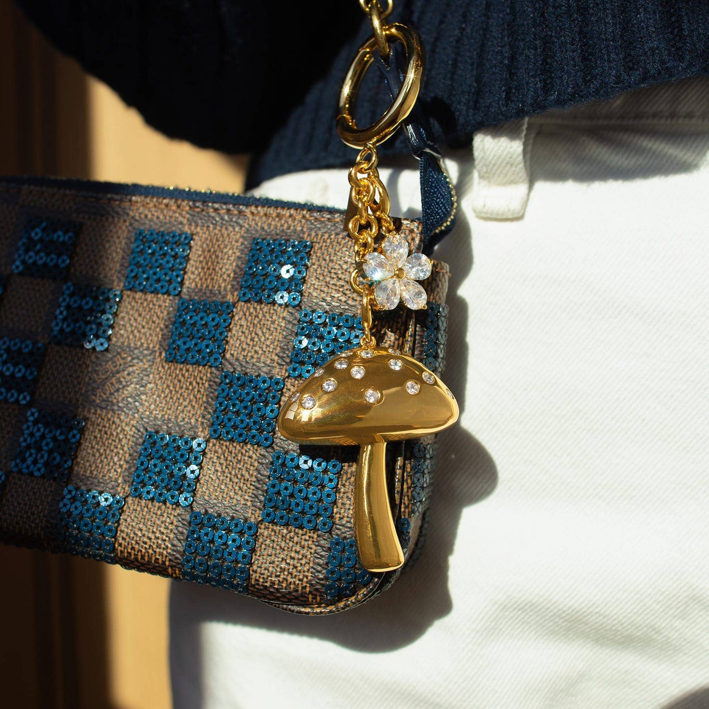 Golden Mushroom Bag Charm: Gold