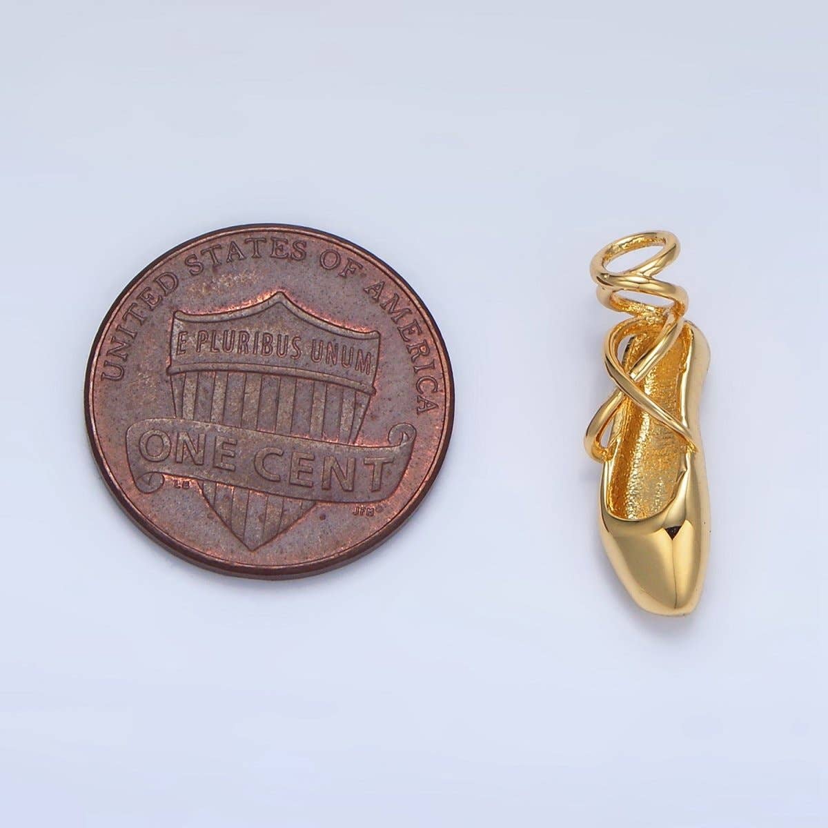 24K Gold Filled Dancing Pointe Ballet Shoes Multidimensional Charm in Gold & Silver | X615: Silver