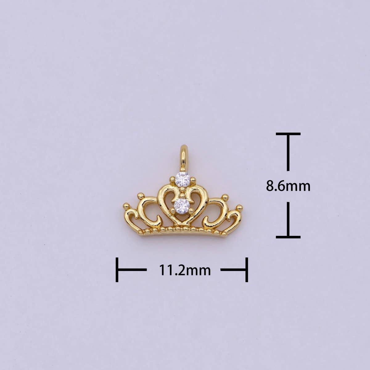 Mini Silver Princess Tiara Charm - Gold Princess Crown Charm for Necklace or Bracelet Component N-449 N-450: Gold