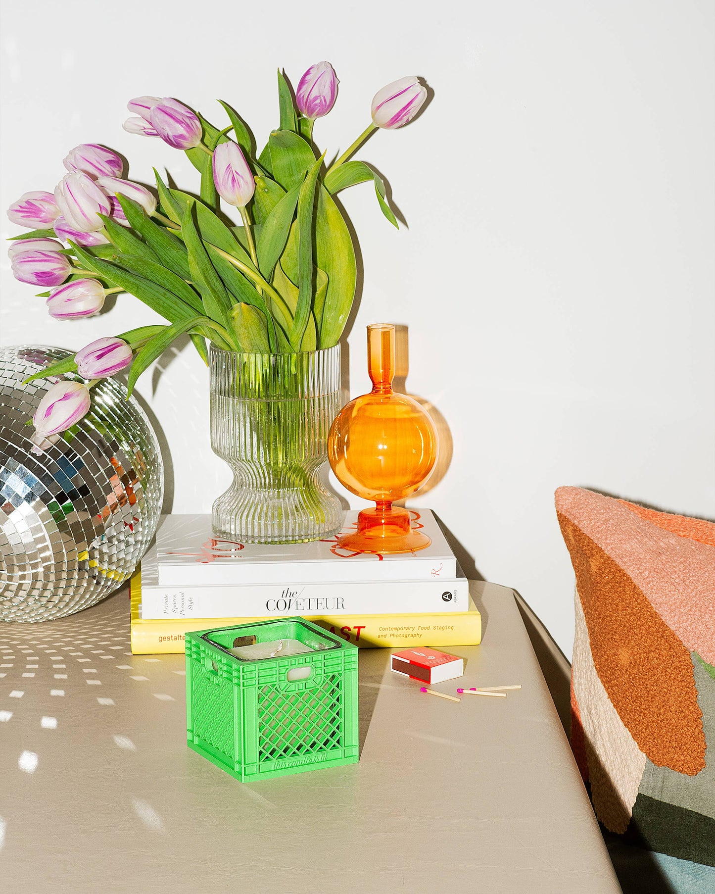 Milk Crate - green jar candle: White Lily Sea Salt
