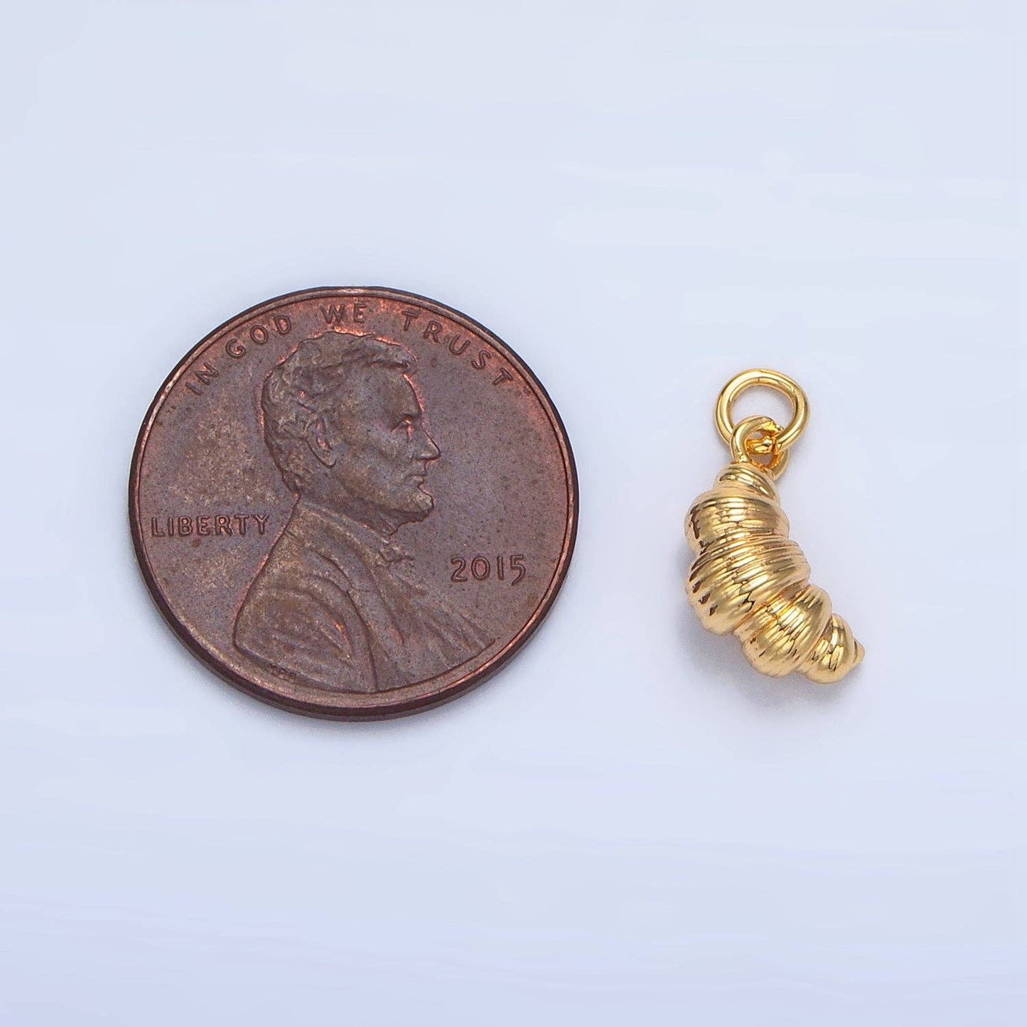 24K Gold Filled 12mm Mini Minimalist Croissant 3D Charm | D419
