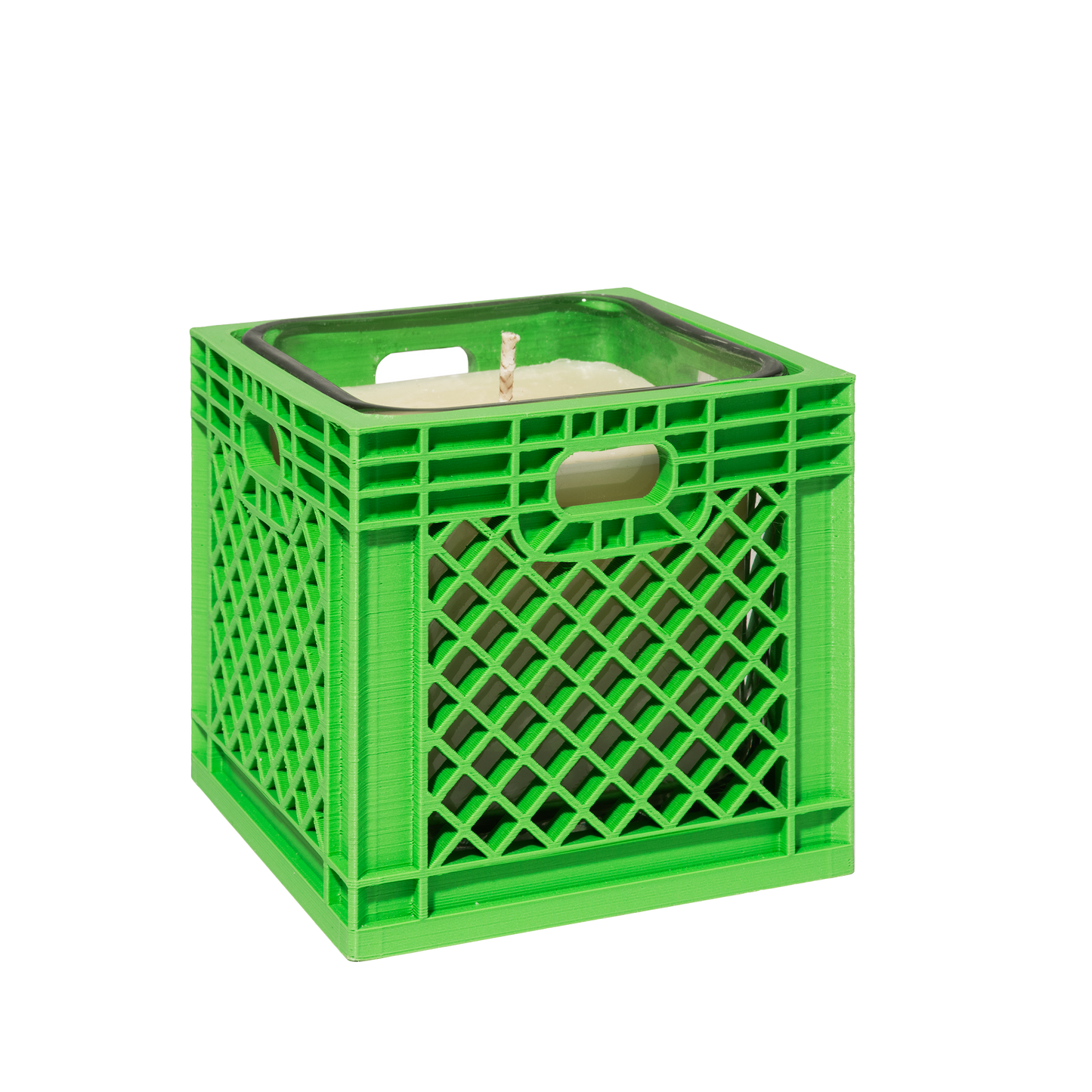 Milk Crate - green jar candle: White Lily Sea Salt