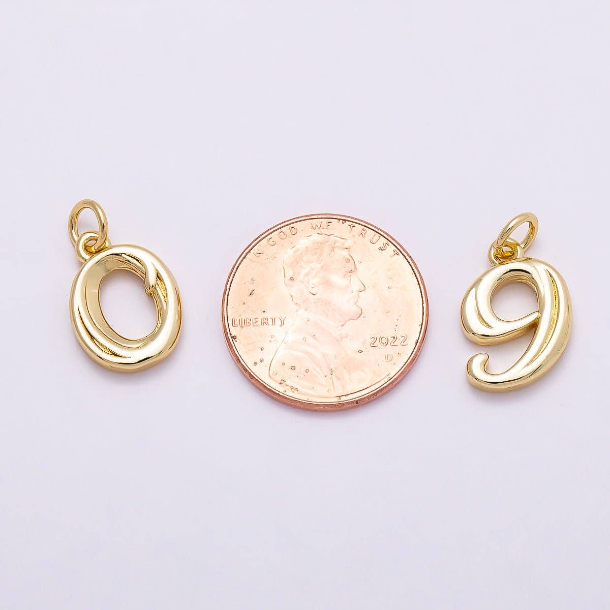 16K Gold Filled 14mm Minimalist Molten Number Numerology Charm | Charms-00878 ~ Charms-00887: Numbers 0-9 Set