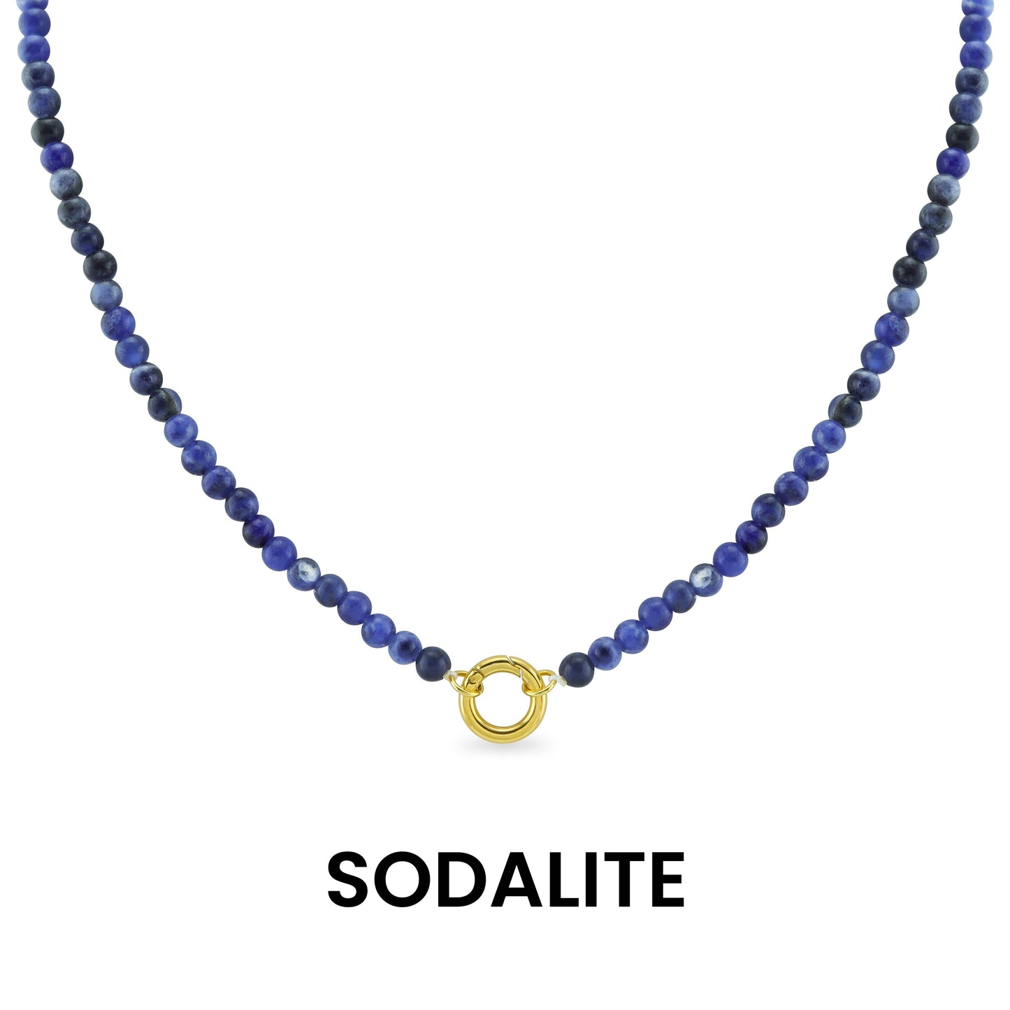 Semi Precious Natural Stone Charm Keeper Necklace: Amazonite