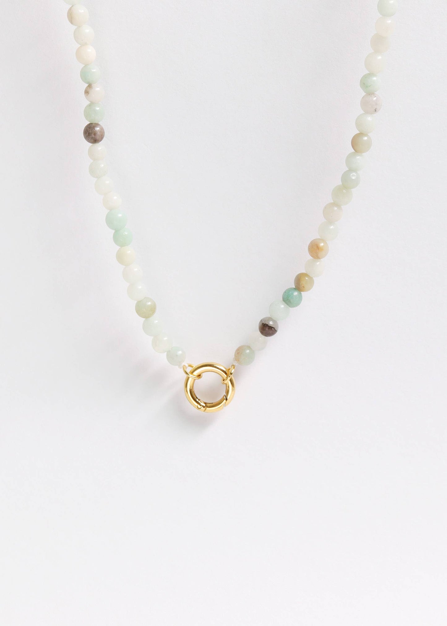 Semi Precious Natural Stone Charm Keeper Necklace: Amazonite