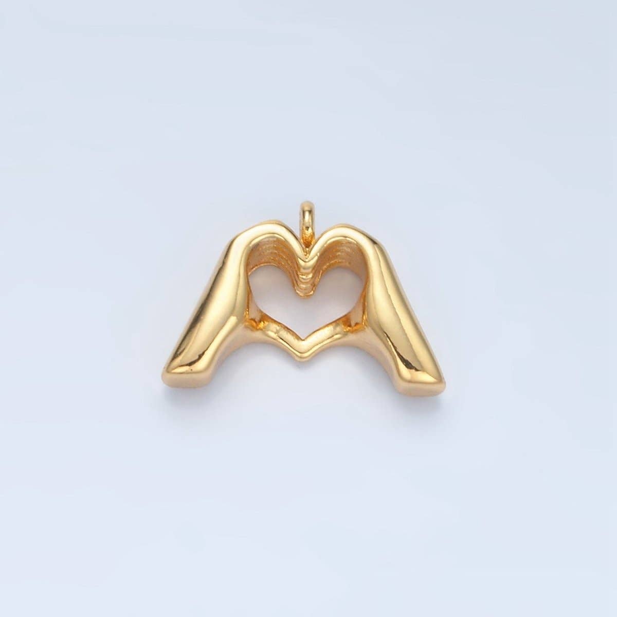 24K Gold Filled Heart Hand Gesture Multidimensional Charm in Gold & Silver | E372: Silver