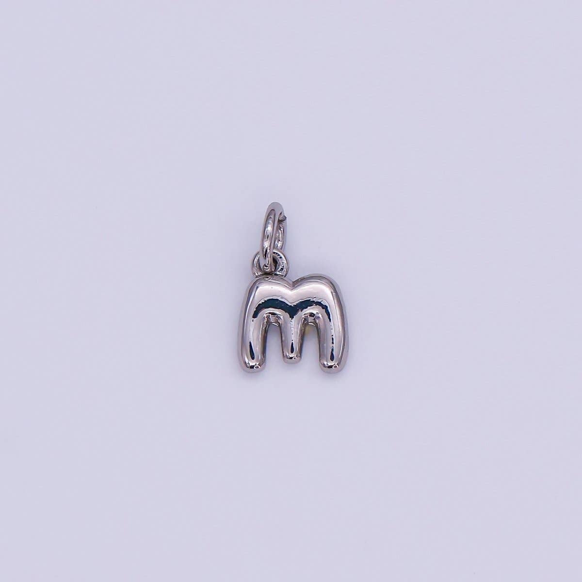 White Gold Filled 10mm Initial Letter Chubby Balloon Mini Charm | A029 - A041: Letters Set