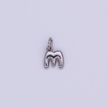 White Gold Filled 10mm Initial Letter Chubby Balloon Mini Charm | A029 - A041: Letters Set