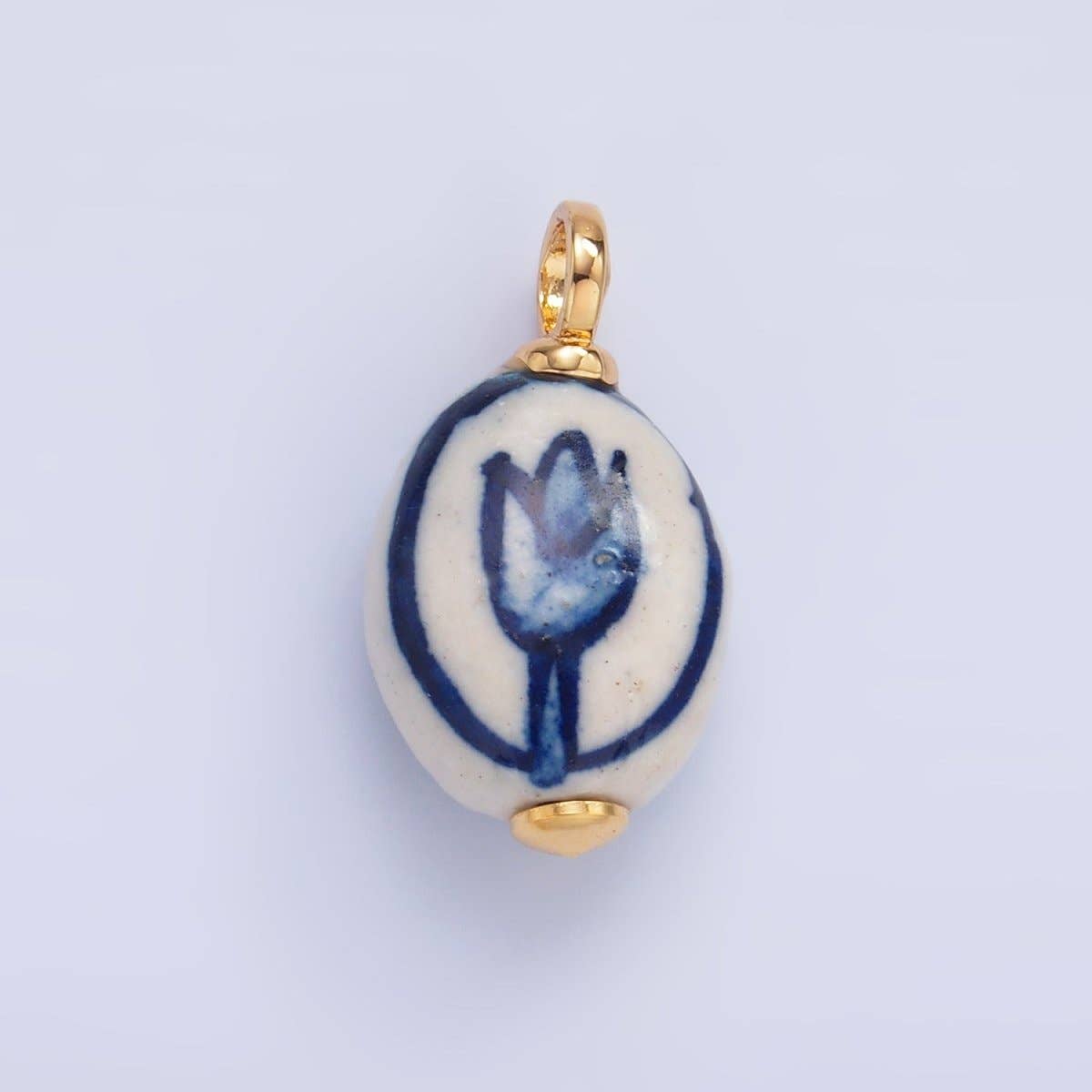 24K Gold Filled Nature Floral Mushroom Pet Sea Sell Ceramic Drop Charm: 21 Pink House